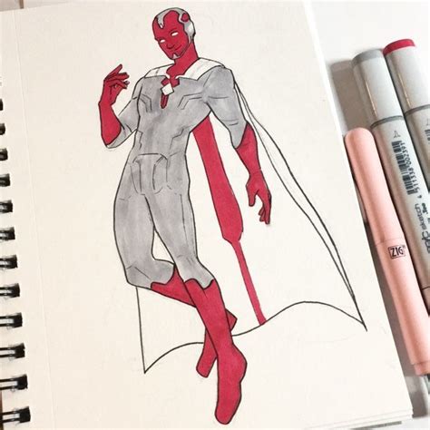 Vision Marvel Drawing Easy Ultron Drawittoo Thanos Scarlet Bodbocwasuon