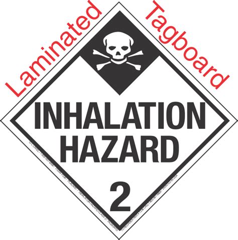 Standard Worded Inhalation Hazard Class 2 3 Laminated Tagboard Placard