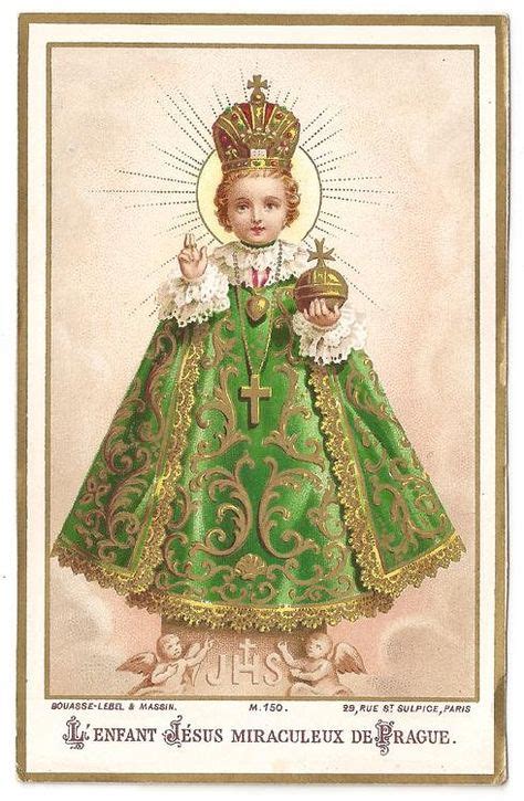 Holy Infant Of Prague Antique French Holy Prayer Card Jesus Infant