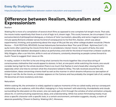 Difference Between Realism Naturalism And Expressionism Essay Example Studyhippo Com