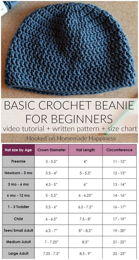 Hat Size Chart For Crochet