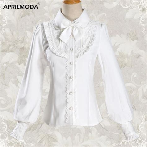 Gothic Victorian Blouse Ruffle Thick Embroidery Steampunk Womens Shirt