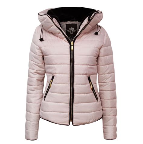 new ladies quilted padded puffer bubble fur collar warm thick womens jacket coat ebay