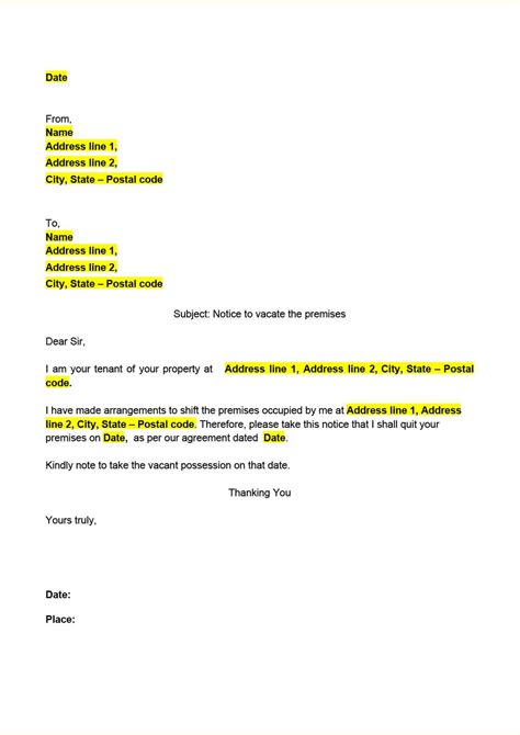 Quit Notice Sample Letter Collection Letter Template Collection