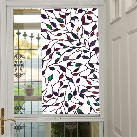 Colorful Leaf Static Cling Decorative Stained Glass Window
