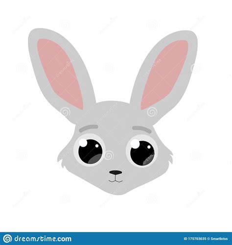 Curious Cute Bunny Head With Big Eyes Cartoon Flat Vector