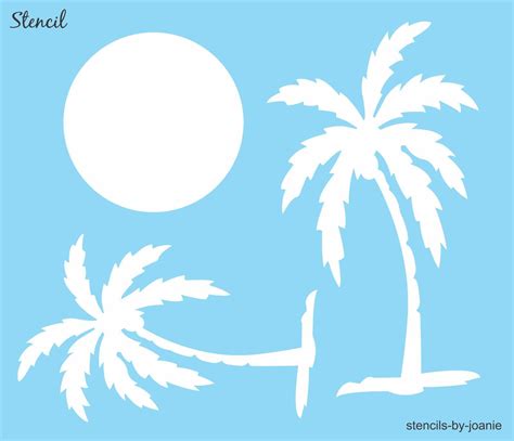 Beach Tree Stencil 10 8 Palm Date Coconut Tropical Sun Moon Diy Craft
