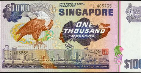 Singapore 1000 Dollars Banknote Bird Seriesworld Banknotes And Coins