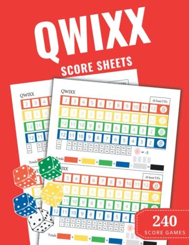 Qwixx Score Sheets 240 Colored Large Print Qwixx Score Pads 85 X 11
