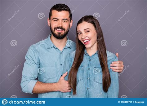 Close Up Portrait Of Two Her She His He Nice Attractive Charming Lovely