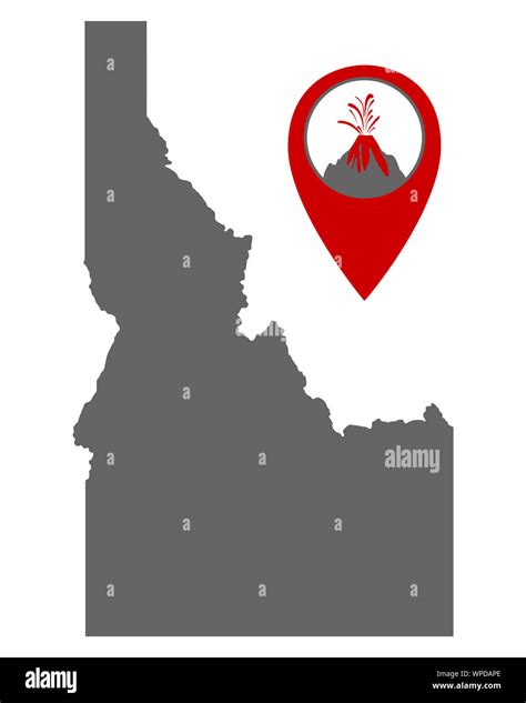 Map Of Idaho With Volcano Locator Stock Photo Alamy