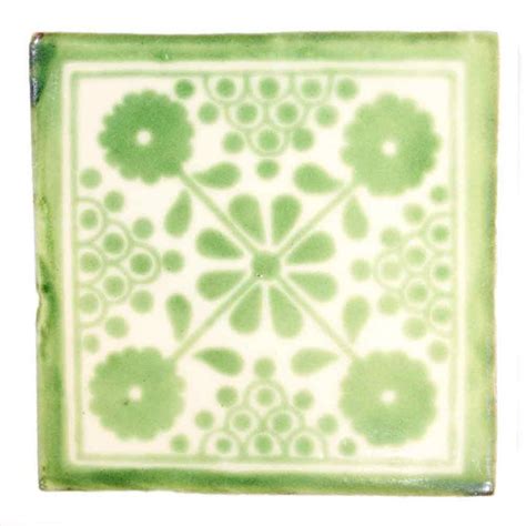 Damask Green Hand Made Mexican Wall Tile Milagros