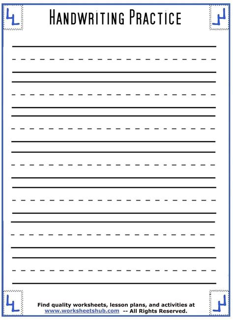 Blank Handwriting Worksheets For Kindergarten Free Printable
