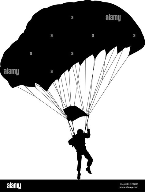 Skydiver Silhouettes Parachuting On White Background Stock Vector