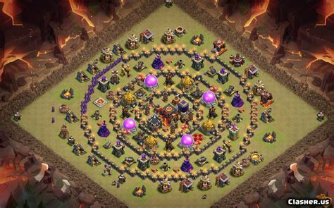 The next compartment is covered by gold and eixir storages, so these base is a strong base against farming attacks. Town Hall 10 TH10 Circular Base With Link [9-2019 ...