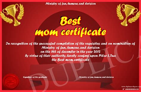 Best Mom Certificate