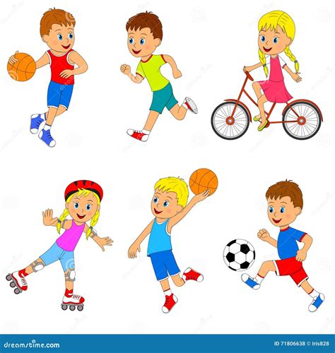 Children S Sports Activity Set Stock Vector Illustration Of Girl