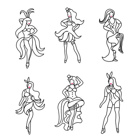Burlesque Dancers Doodles 13998098 Vector Art At Vecteezy