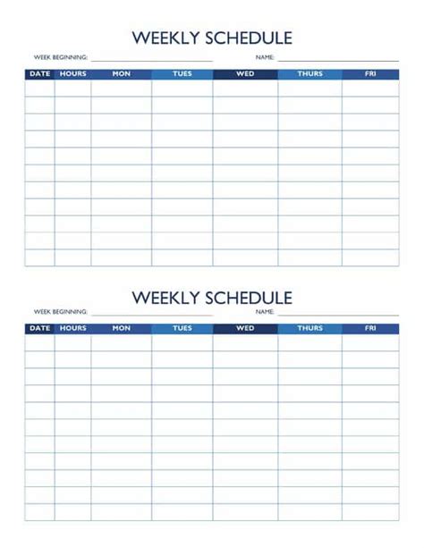 Blank 2 Week Schedule Calendar Template