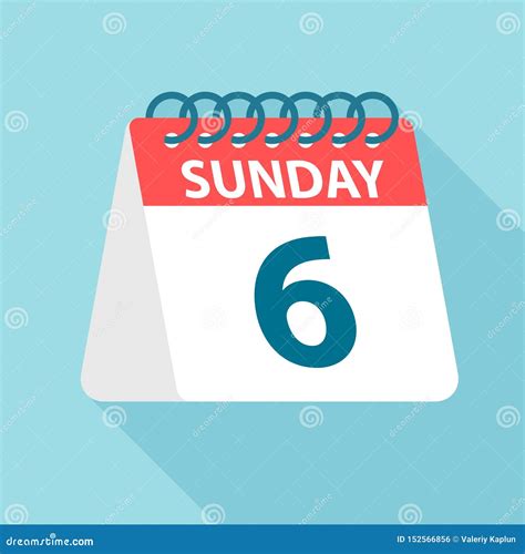 Sunday 6 Calendar Icon Vector Illustration Of Week Day Paper Leaf