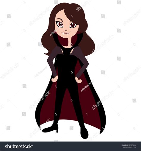Cute Vampire Girl Vector Illustration Cartoon Stock Vector 723374206