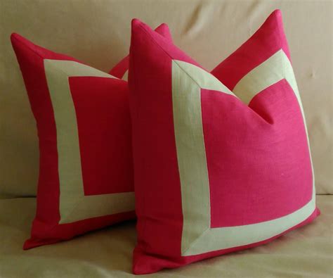 Fuchsia Linen Euro Sham Pillow Cover Pink And White Or Ivory Etsy