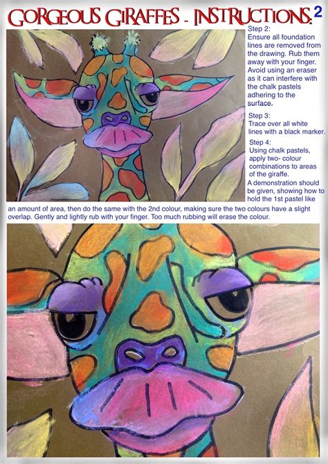 Gorgeous Giraffes Directed Drawing And Artwork Instructions Es1