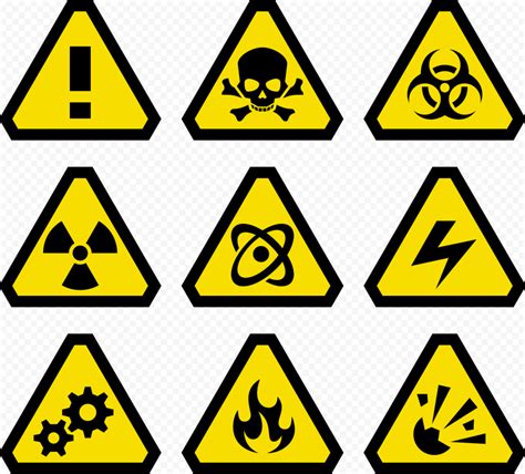 Cautions Signs Set Warning Toxic Hazard Safety Citypng
