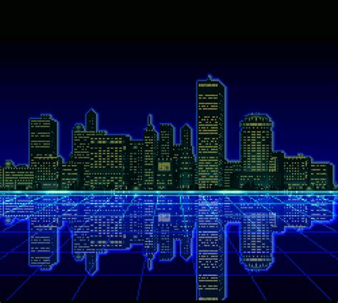 Skyline City Retro Vhs 80s Neon 1980s 8 Bit Glow Sega Cities Vga