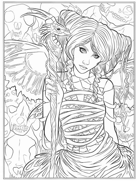Gothic Coloring Pages For Grown Ups Detailed Coloring Pages Fairy