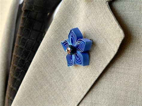 Royal Blue Lapel Pin Mens Lapel Flower Blue Flower Pin