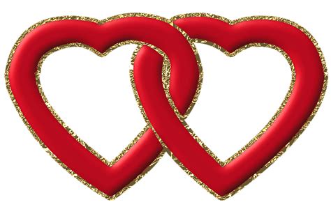 Two Red Hearts With Gold Frame Png Clipart Clip Art Freebies