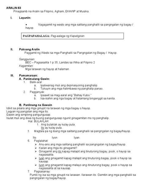 filipino lesson plan pdf