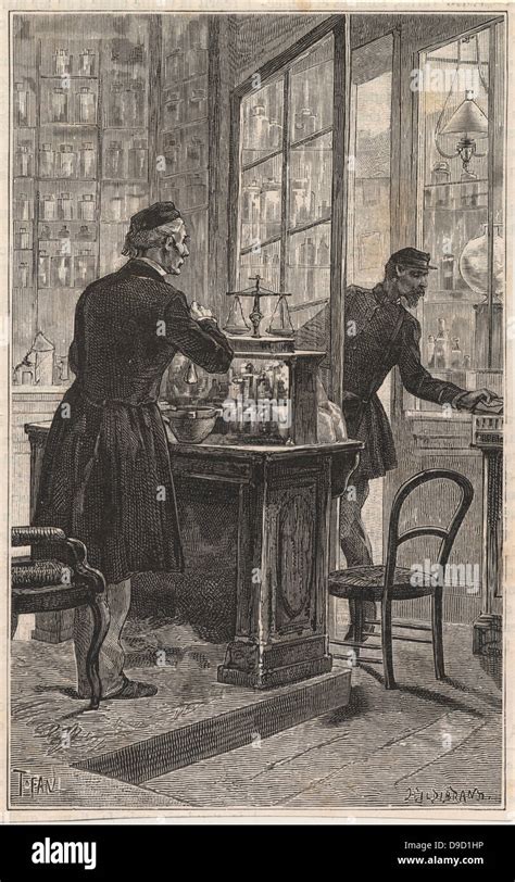 French Postman Delivering A Letter To A French Apothecarys Shop