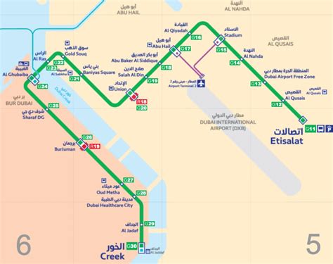 Green Line Metro Stations 🟩 Dubai Easy Map 2023