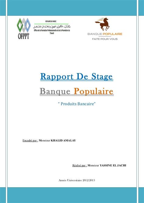 Rapport De Stagesurlabanquepopulaire