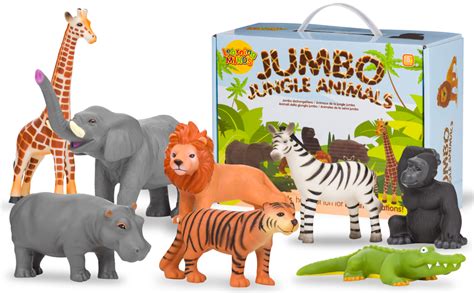 Learning Minds Set Of 8 Jumbo Jungle Animal Figures Zoo Animals For 1