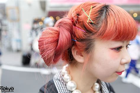 Pink Twin Buns Hairstyle Kinji Gingham And Tokyo Bopper In Harajuku Tokyo Fashion
