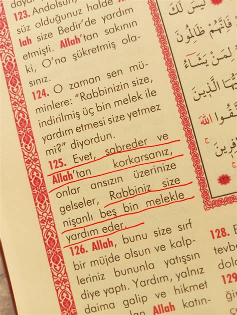 Ali İmran Suresi 125 Ayet Ve Türkçe Meali Ve Tefsiri Ilham Veren