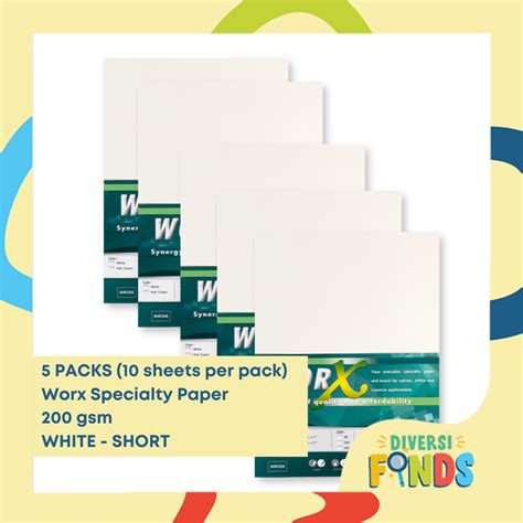 5 Packs Worx Specialty Board Certificate Paper 200gsm White Pale
