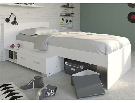 Bett mit gästebett, schrank, schreibtisch und zwei standregale. Jugendbett Galeno 16B weiß 90x200 Stauraumbett ...