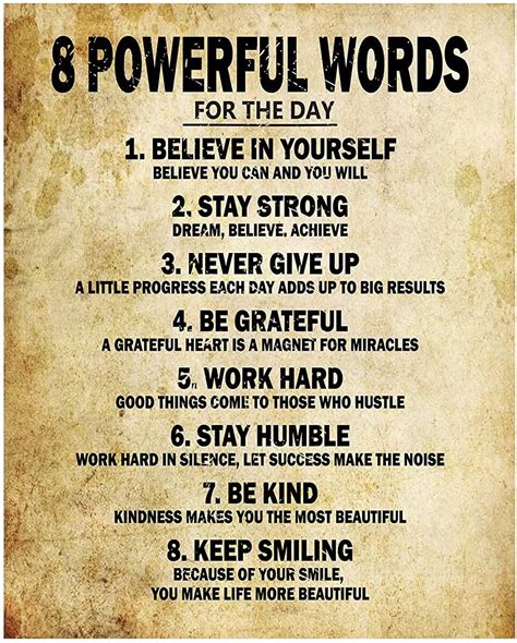 Motivational Quotes 8 Powerful Words For The Day Poster Thick Cardstock