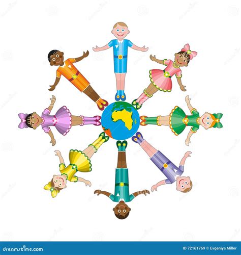 Circle Of Happy Children Different Races Stock Illustration
