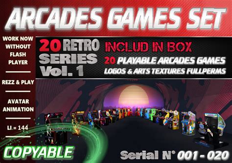 Second Life Marketplace Arcades Games Set Retro Vol1 Box Copy