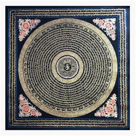 Om Mane Padme Hum Mantra Mandala Handmade Tibetan Thangka Etsy