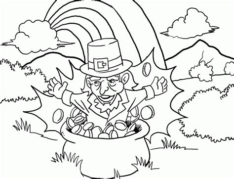 Cat to print for free : Rainbow With Pot Of Gold Coloring Pages - Coloring Home