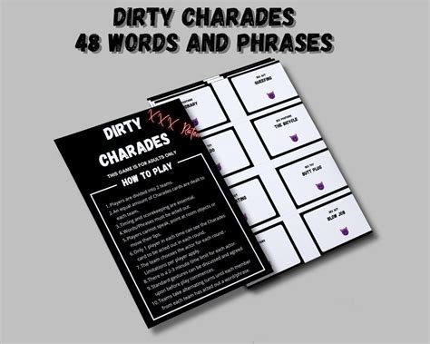 Adult Charades Adult Games Dirty Charades Pictionary Cards
