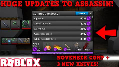 Huge Updates To Assassin In November Roblox Comp New Knives