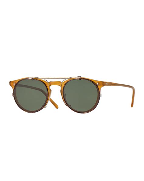 Oliver Peoples Sir Omalley 45 Flip Clip Sunglasses Gold