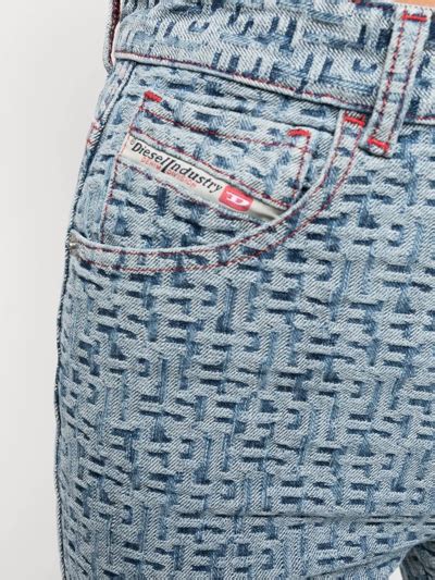 Diesel Logo Jacquard Slim Cut Jeans In Blue Modesens